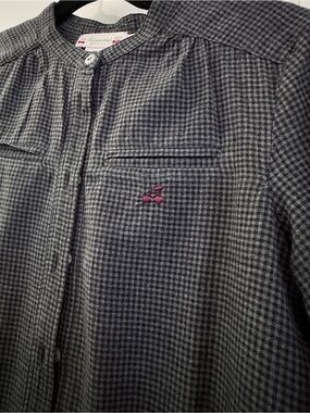 Bonpoint Girls' Gray Checked Long-Sleeve Dress size 6